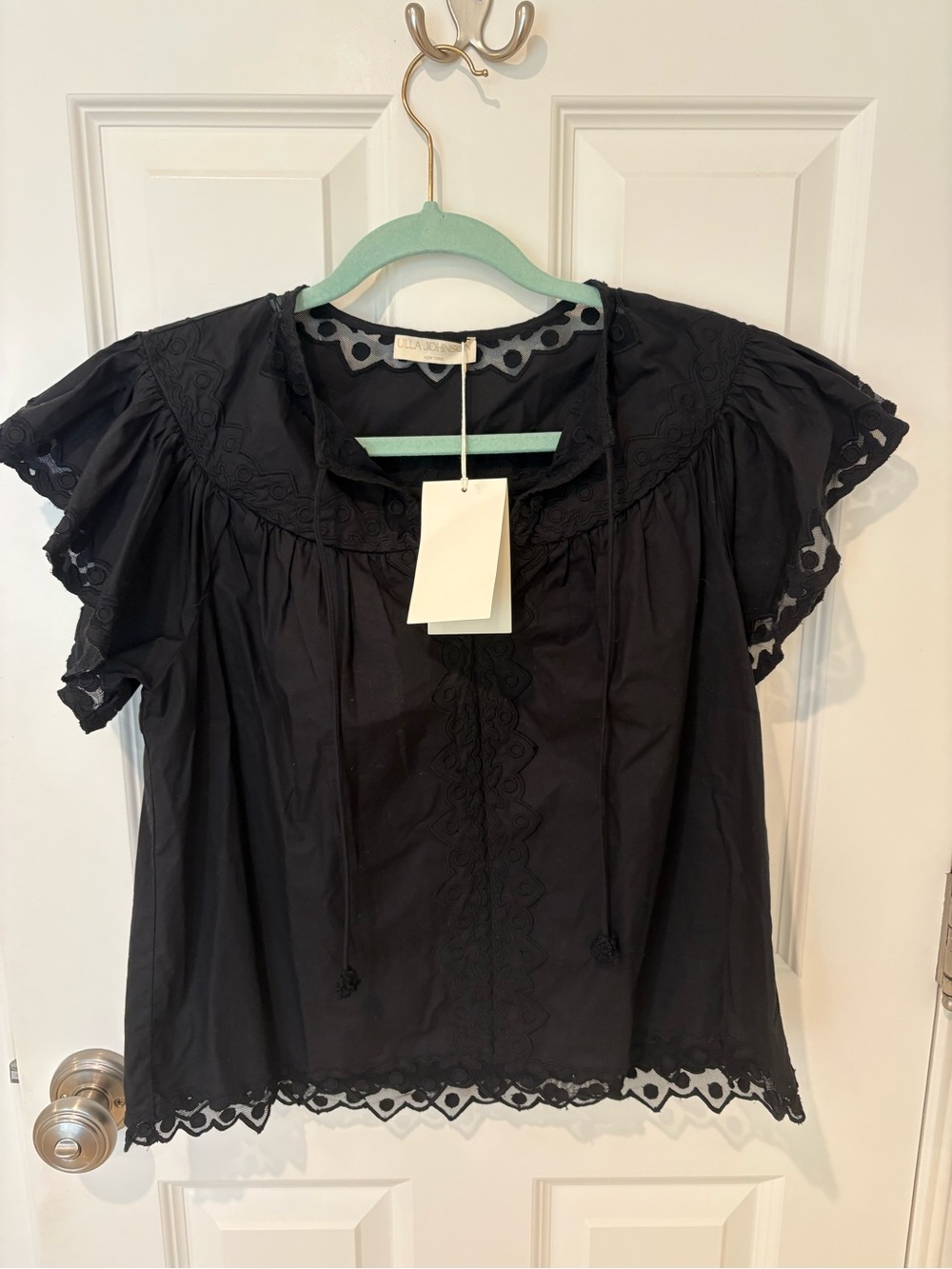 Ulla Johnson Effie flutter sleeve black top NWT - Picture 6 of 8